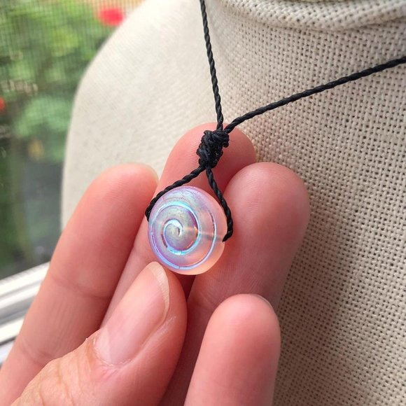 Pink Aura Spiral Shell Necklace/Choker - Picture 3 of 5